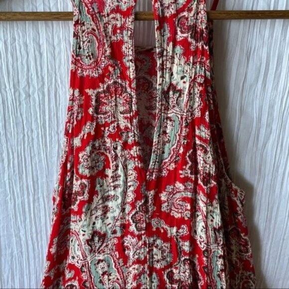 American Eagle Red Paisley A-Line Halter Mini Dress, Size XXS - Picture 8 of 10